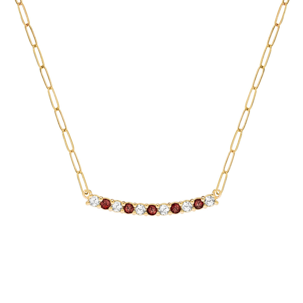 Rosecliff Diamond & Garnet Bar Adelaide Mini Necklace in 14k Gold (January)