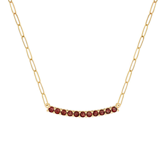 Rosecliff Garnet Bar Adelaide Mini Necklace in 14k Gold (January)