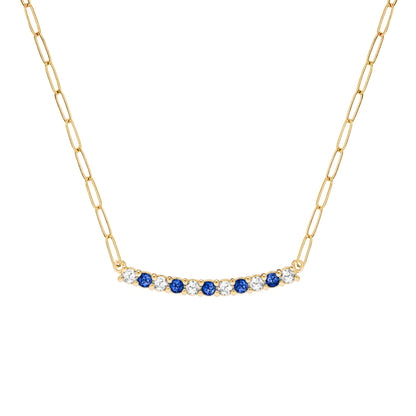 Rosecliff Diamond & Sapphire Bar Adelaide Mini Necklace in 14k Gold (September)