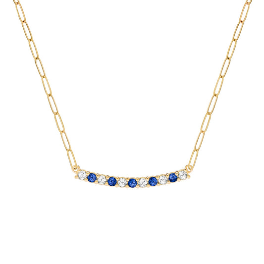 Rosecliff Diamond & Sapphire Bar Adelaide Mini Necklace in 14k Gold (September)