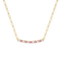 Rosecliff Diamond & Pink Sapphire Bar Adelaide Mini Necklace in 14k Gold (October)