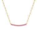 Rosecliff Pink Sapphire Bar Adelaide Mini Necklace in 14k Gold (October)