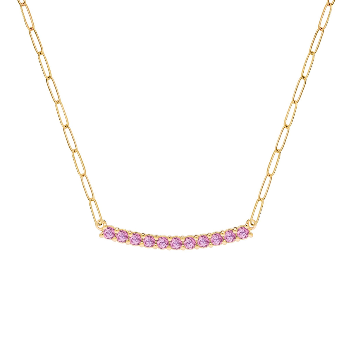 Rosecliff Pink Sapphire Bar Adelaide Mini Necklace in 14k Gold (October)