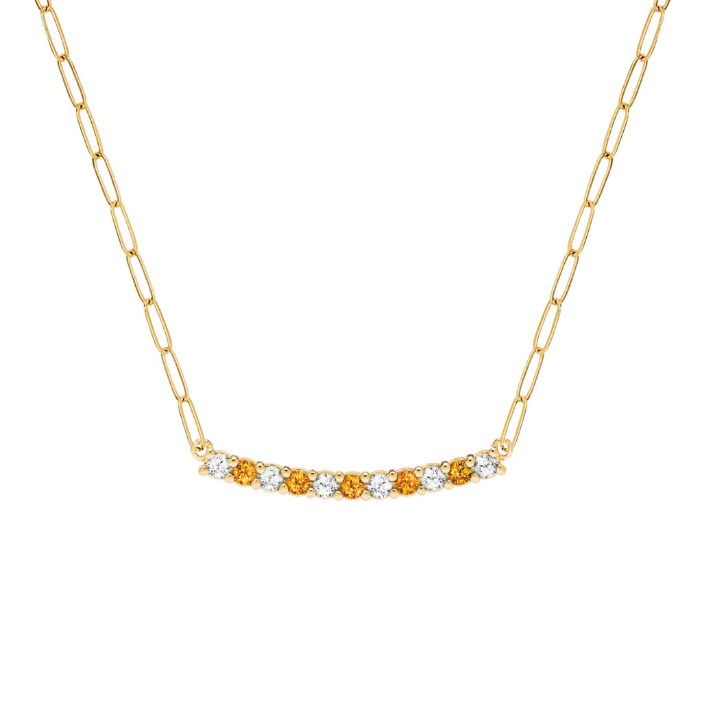 Rosecliff Diamond & Citrine Bar Adelaide Mini Necklace in 14k Gold (November)