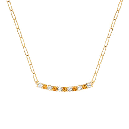Rosecliff Diamond & Citrine Bar Adelaide Mini Necklace in 14k Gold (November)