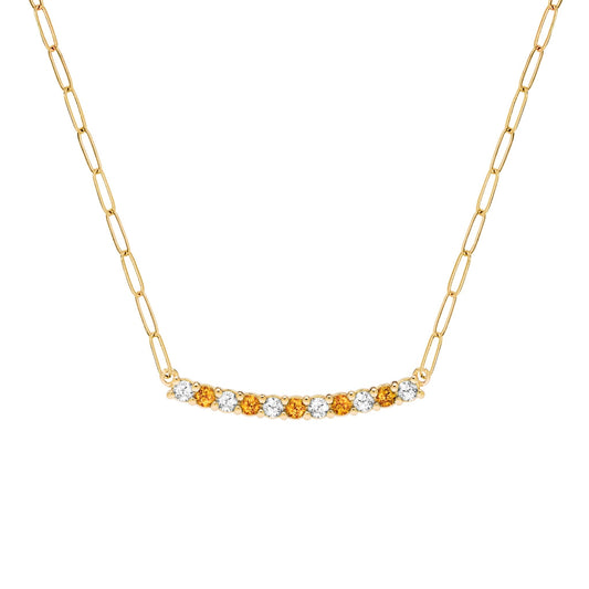 Rosecliff Diamond & Citrine Bar Adelaide Mini Necklace in 14k Gold (November)