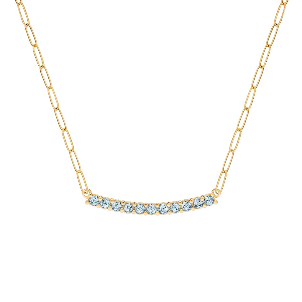 Rosecliff Nantucket Blue Topaz Bar Adelaide Mini Necklace in 14k Gold (December)