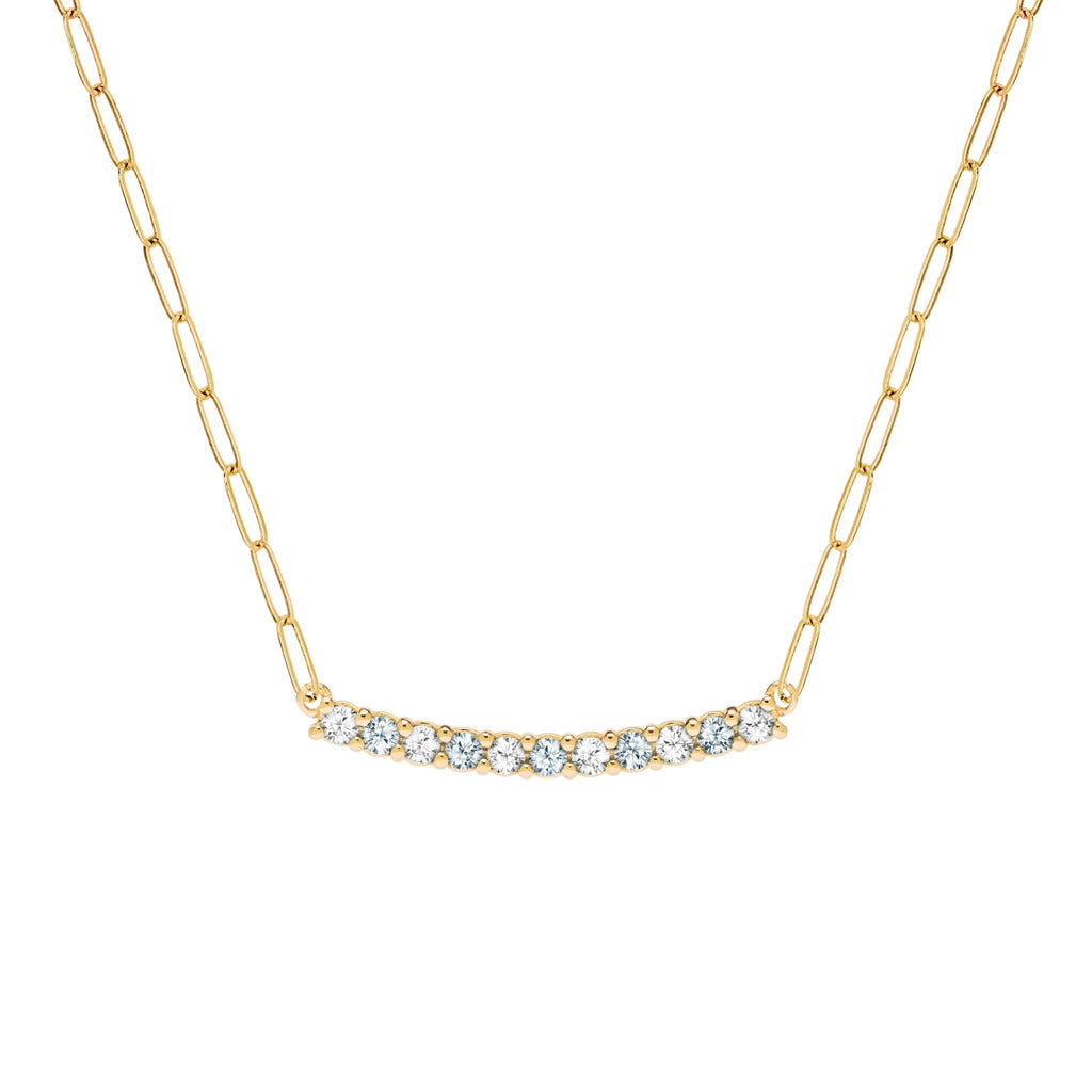 Rosecliff Diamond & Aquamarine Bar Adelaide Mini Necklace in 14k Gold (March)