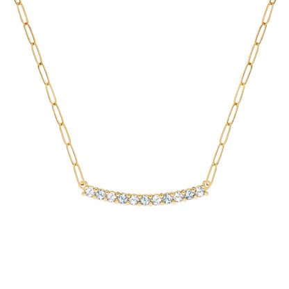 Rosecliff Diamond & Aquamarine Bar Adelaide Mini Necklace in 14k Gold (March)