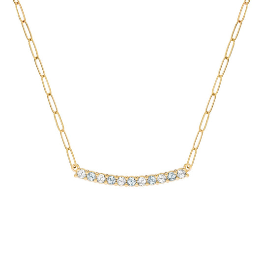 Rosecliff Diamond & Aquamarine Bar Adelaide Mini Necklace in 14k Gold (March)