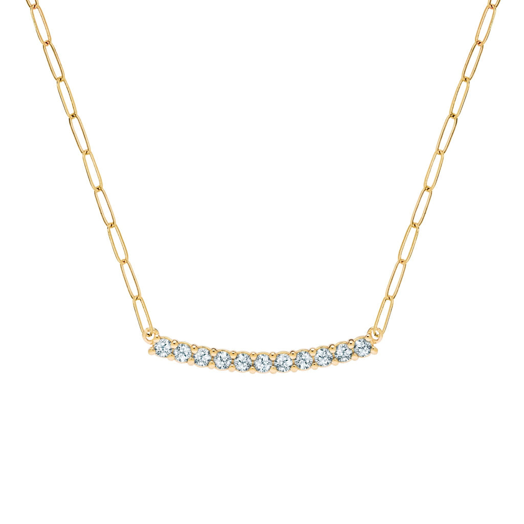 Rosecliff Aquamarine Bar Adelaide Mini Necklace in 14k Gold (March)