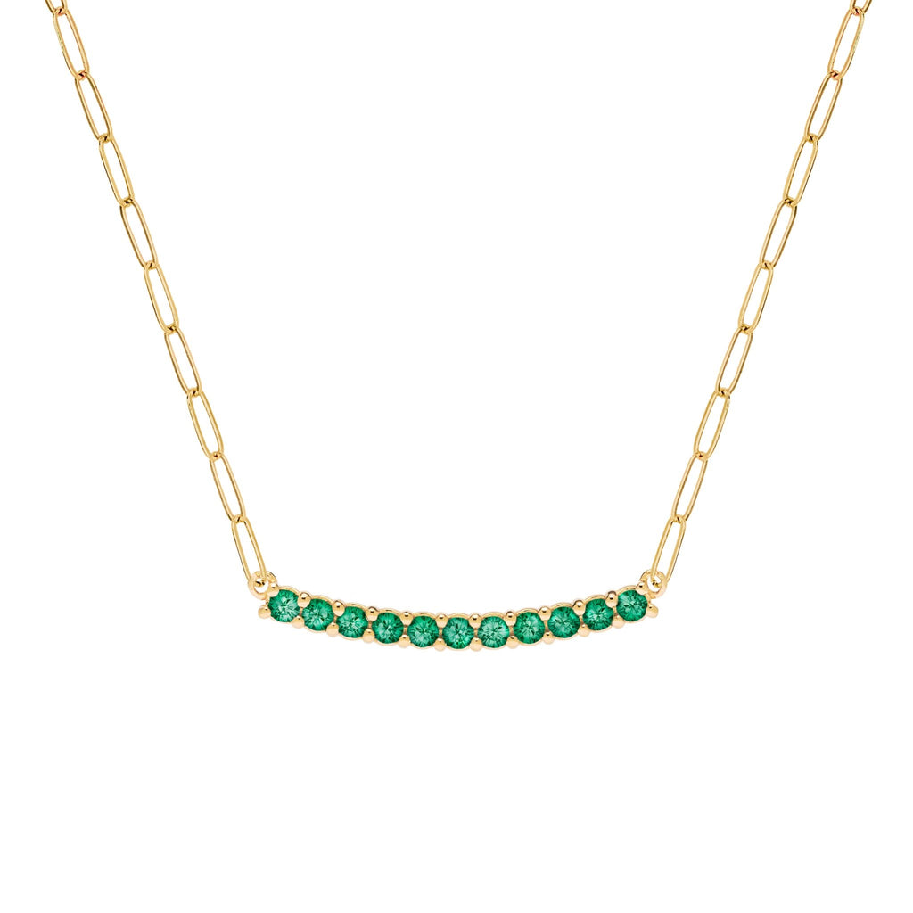 Rosecliff Emerald Bar Adelaide Mini Necklace in 14k Gold (May)