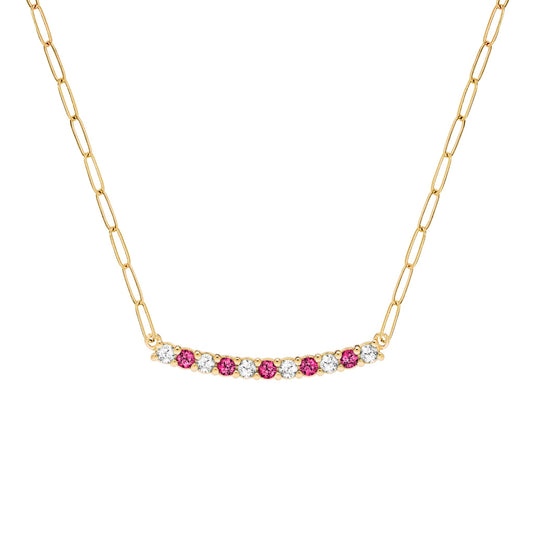 Rosecliff Diamond & Ruby Bar Adelaide Mini Necklace in 14k Gold (July)