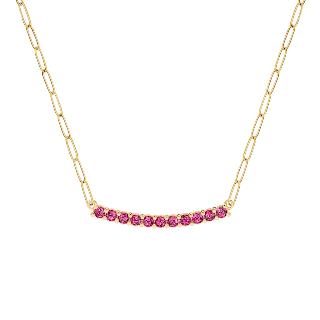 Rosecliff Ruby Bar Adelaide Mini Necklace in 14k Gold (July)