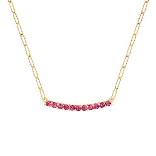 Rosecliff Ruby Bar Adelaide Mini Necklace in 14k Gold (July)