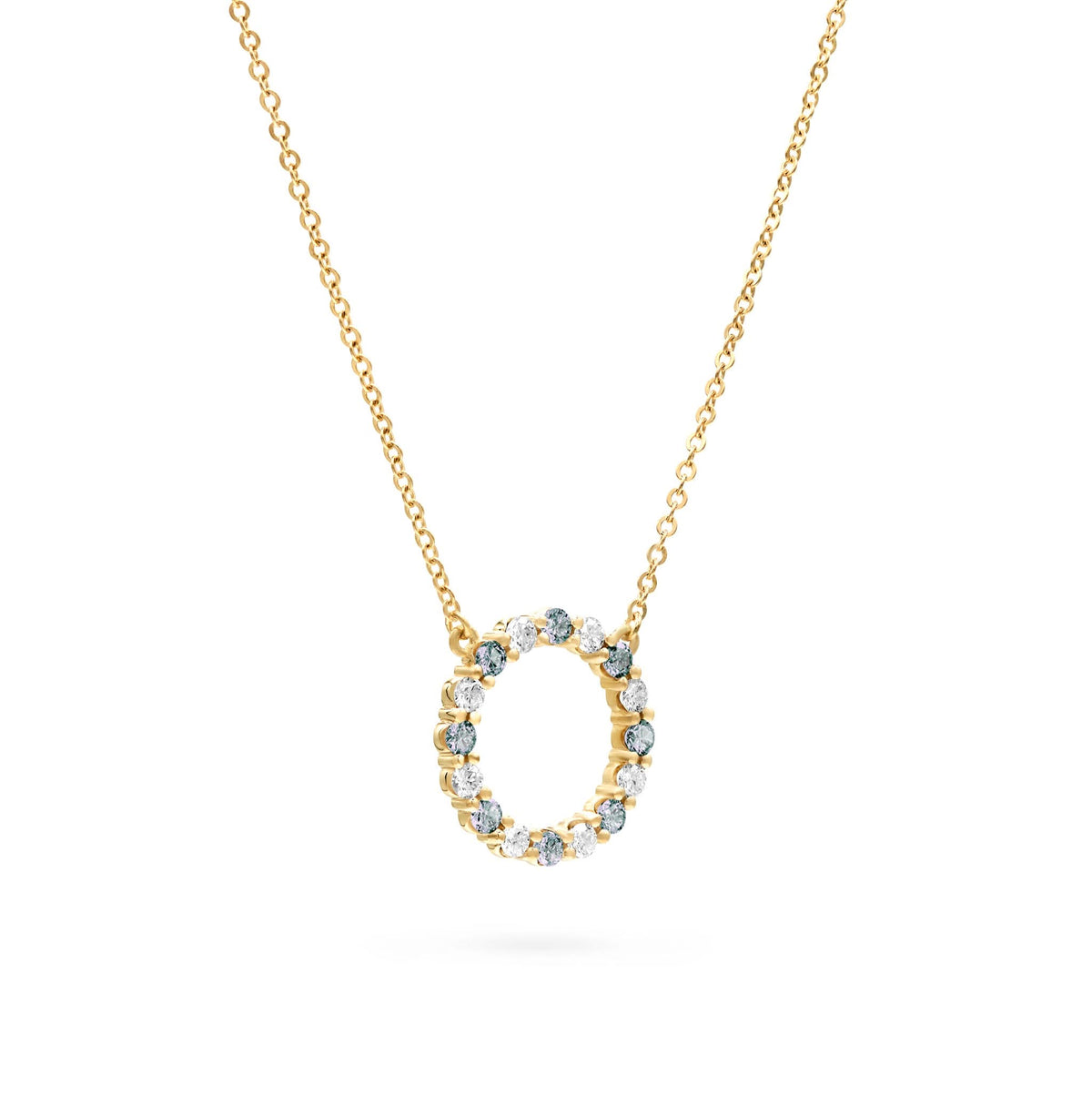 Rosecliff Circle Diamond & Alexandrite Necklace in 14k Gold (June)