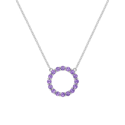Rosecliff Circle Amethyst Necklace in 14k Gold (February)