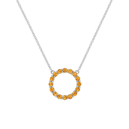 Rosecliff Circle Citrine Necklace in 14k Gold (November)