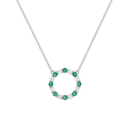 Rosecliff Circle Diamond & Emerald Necklace in 14k Gold (May)