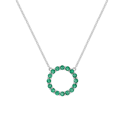 Rosecliff Circle Emerald Necklace in 14k Gold (May)