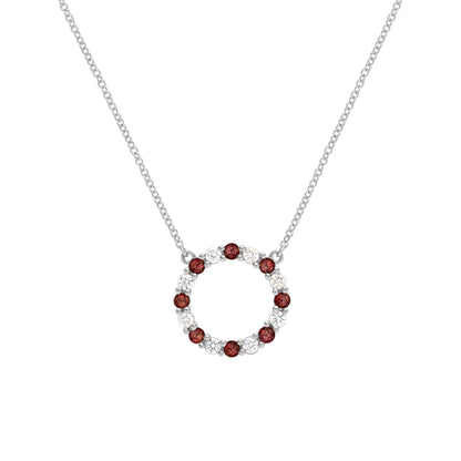 Rosecliff Circle Diamond & Garnet Necklace in 14k Gold (January)