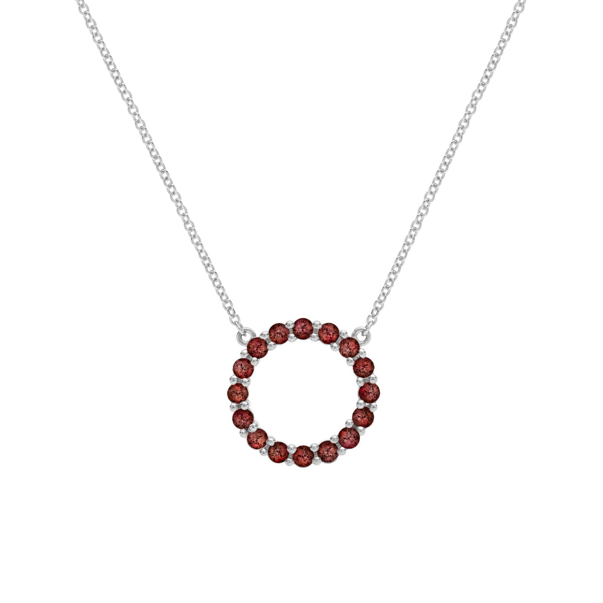 Rosecliff Circle Garnet Necklace in 14k Gold (January)