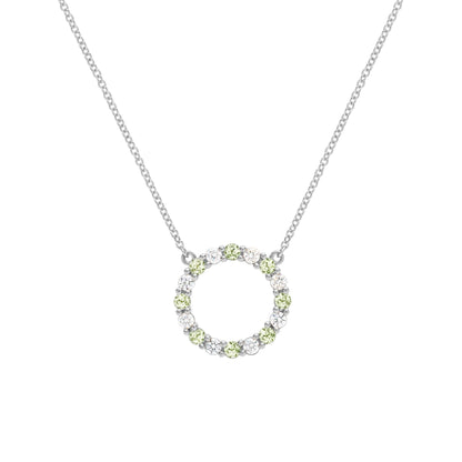 Rosecliff Circle Diamond & Peridot Necklace in 14k Gold (August)