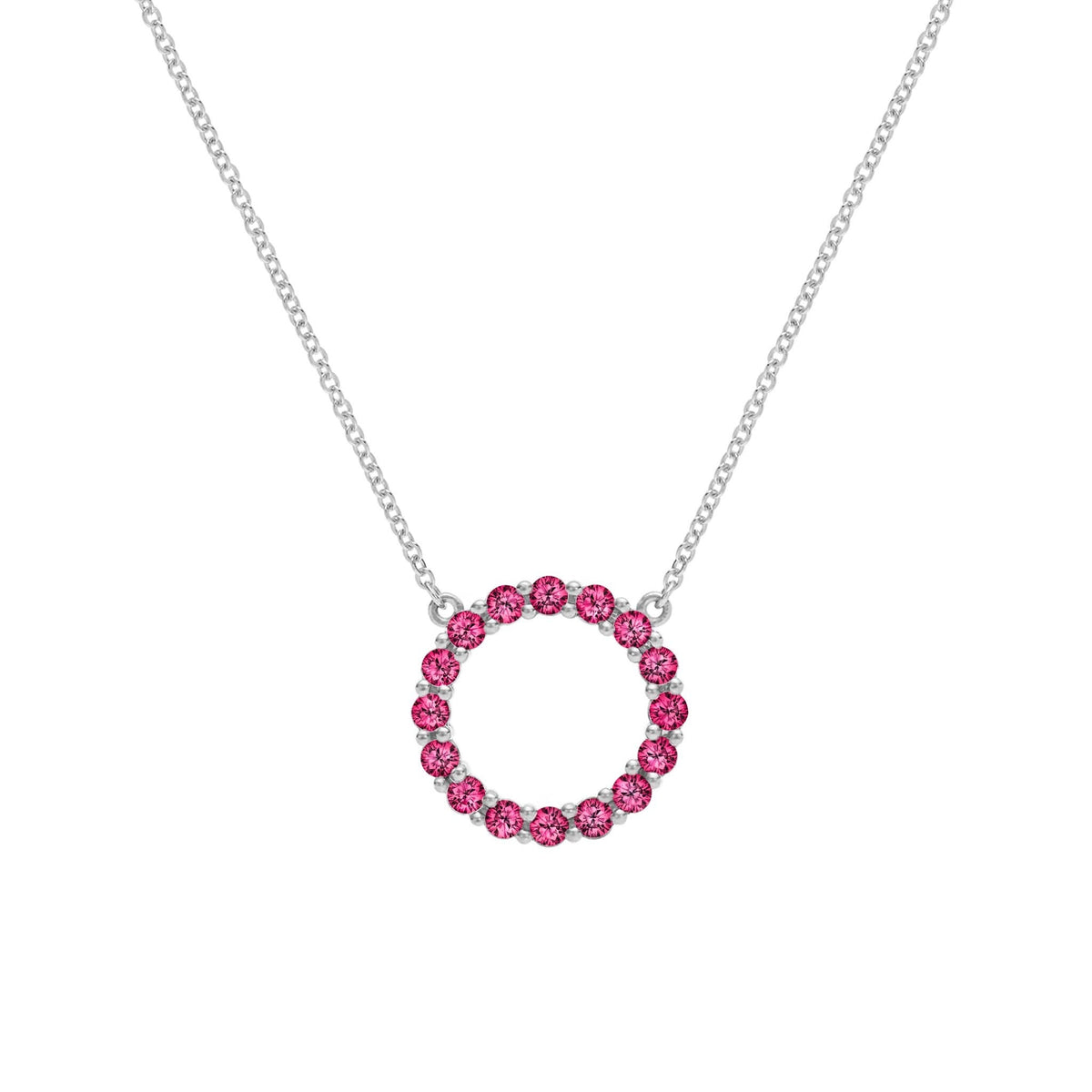 Rosecliff Circle Ruby Necklace in 14k Gold (July)