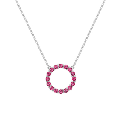 Rosecliff Circle Ruby Necklace in 14k Gold (July)