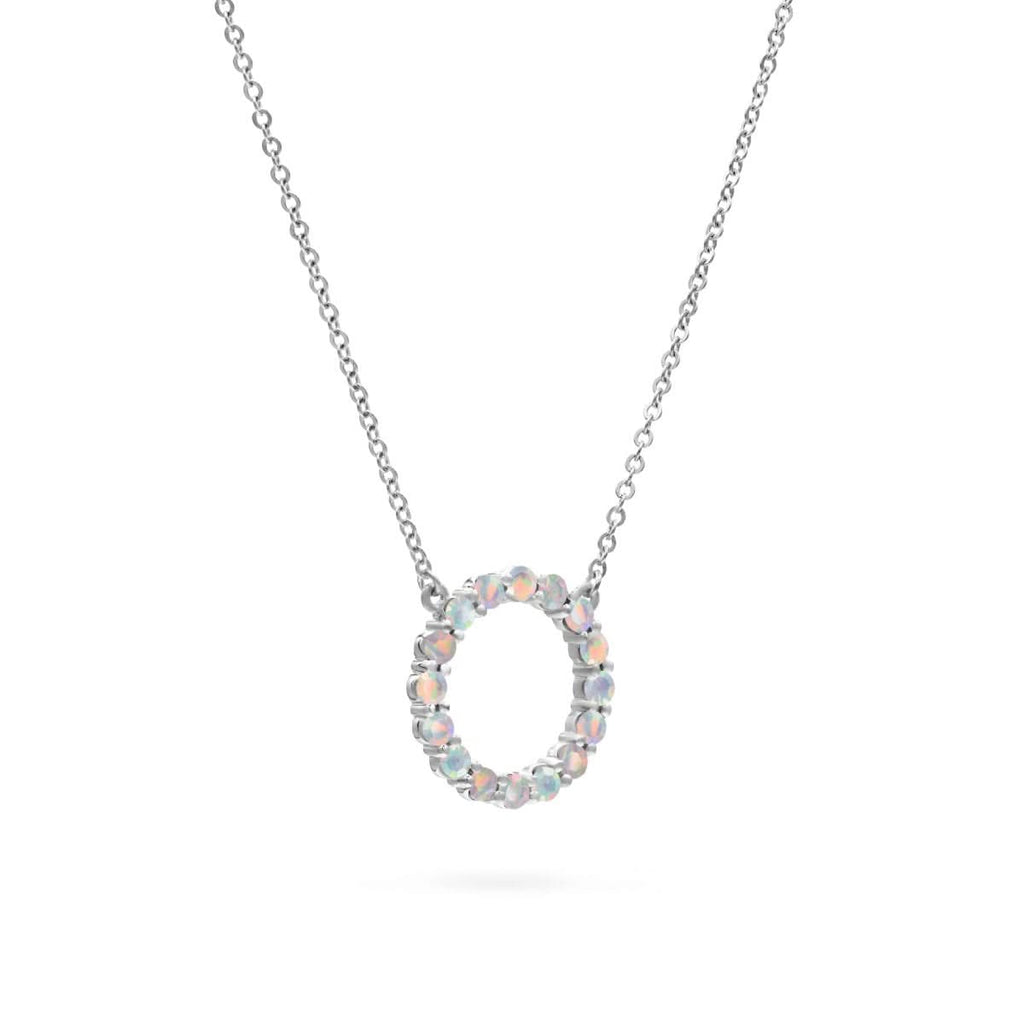 Rosecliff Circle Opal Necklace in 14k Gold (October)