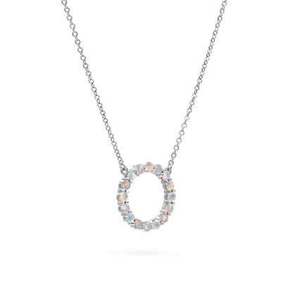 Rosecliff Circle Opal Necklace in 14k Gold (October)