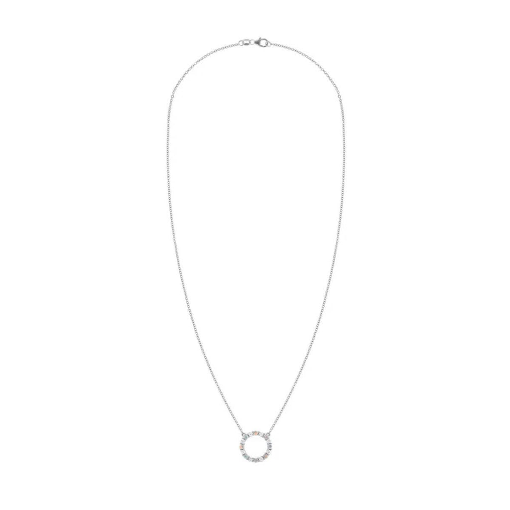 Rosecliff Circle Diamond & Opal Necklace in 14k Gold (October)