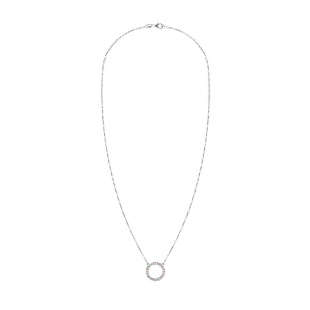 Rosecliff Circle Opal Necklace in 14k Gold (October)