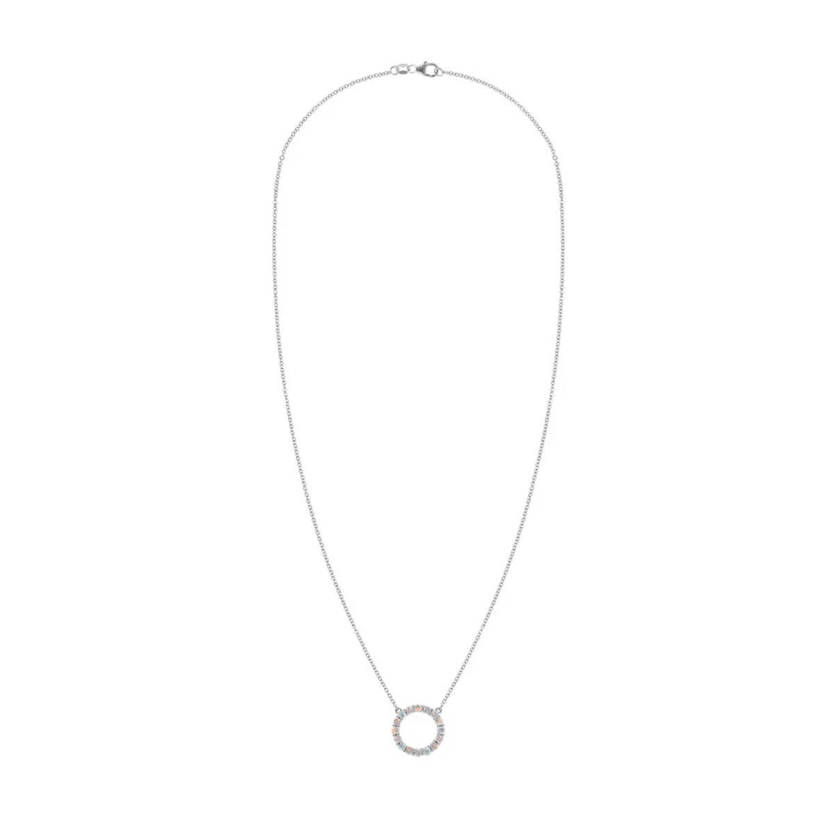 Rosecliff Circle Opal Necklace in 14k Gold (October)