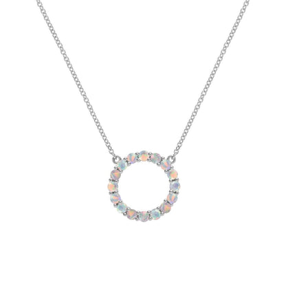 Rosecliff Circle Opal Necklace in 14k Gold (October)