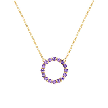Rosecliff Circle Amethyst Necklace in 14k Gold (February)