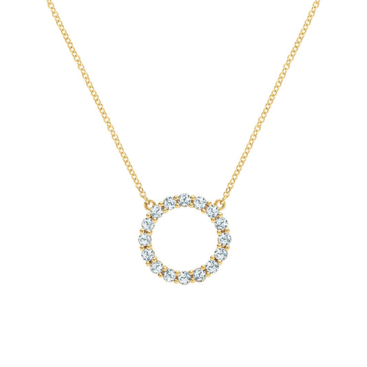 Rosecliff Circle Aquamarine Necklace in 14k Gold (March)