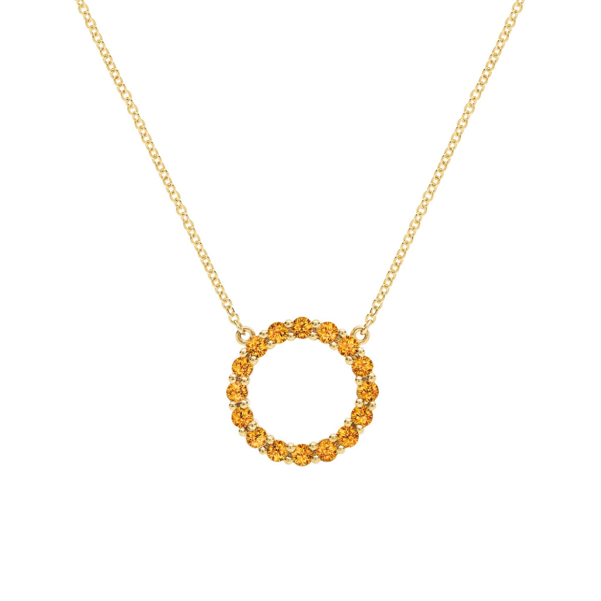 Rosecliff Circle Citrine Necklace in 14k Gold (November)