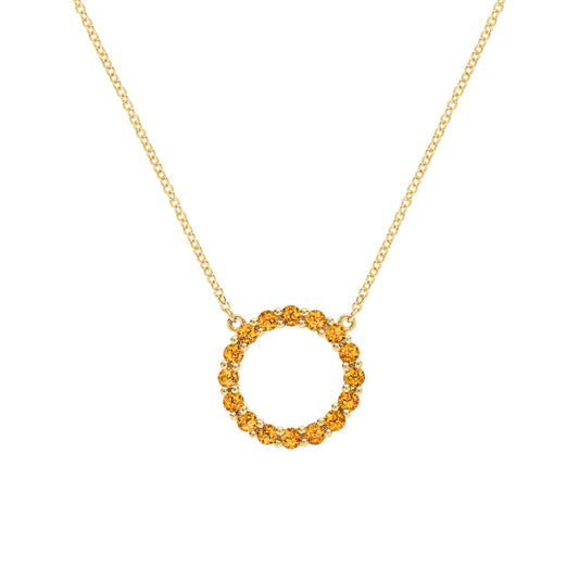 Rosecliff Circle Citrine Necklace in 14k Gold (November)