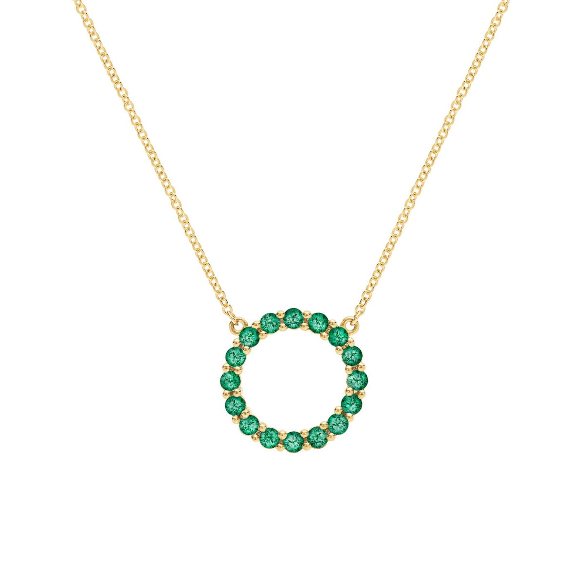 Rosecliff Circle Emerald Necklace in 14k Gold (May)