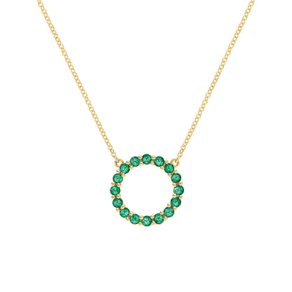 Rosecliff Circle Emerald Necklace in 14k Gold (May)