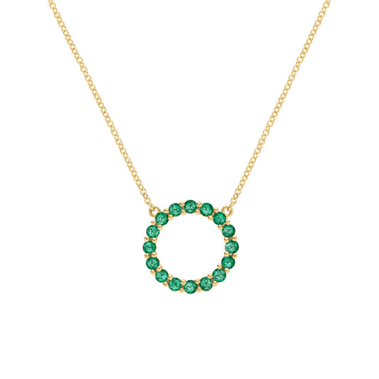 Rosecliff Circle Emerald Necklace in 14k Gold (May)