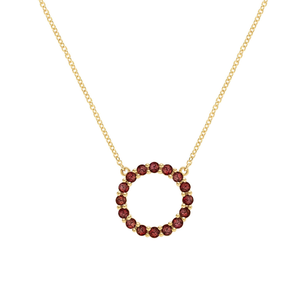 Rosecliff Circle Garnet Necklace in 14k Gold (January)