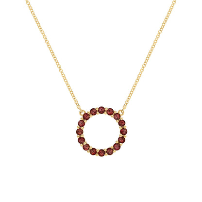 Rosecliff Circle Garnet Necklace in 14k Gold (January)