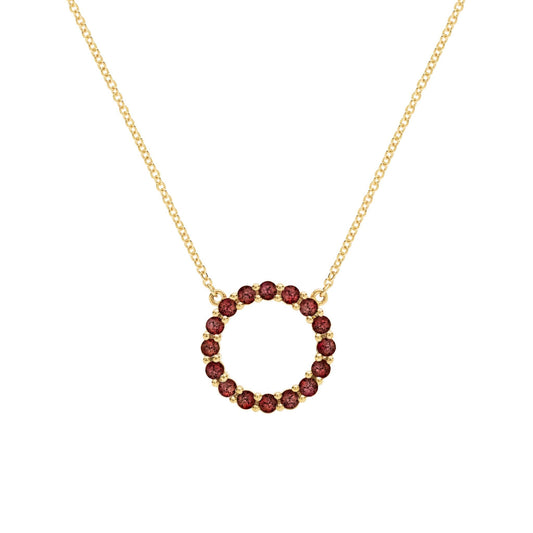 Rosecliff Circle Garnet Necklace in 14k Gold (January)