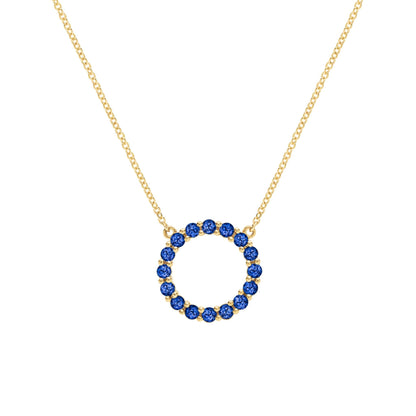 Rosecliff Circle Sapphire Necklace in 14k Gold (September)