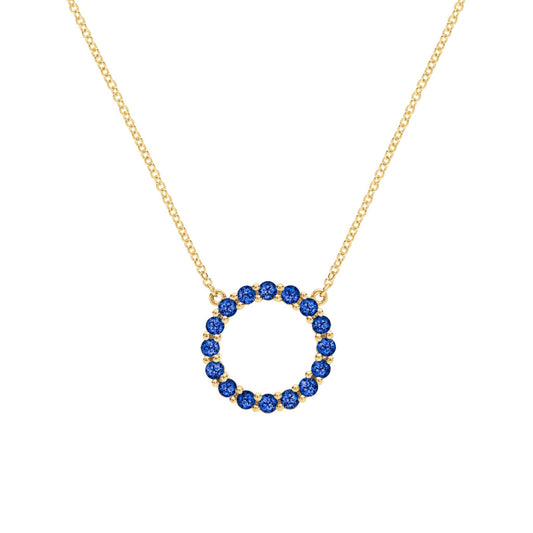 Rosecliff Circle Sapphire Necklace in 14k Gold (September)