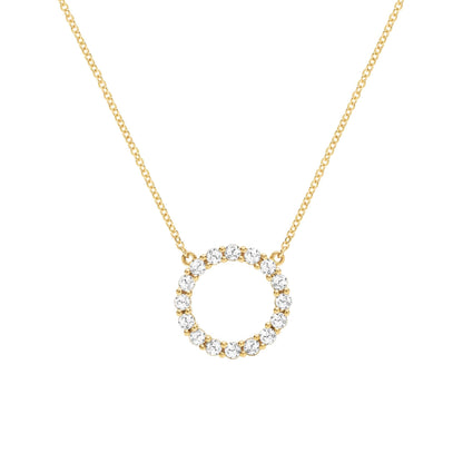 Rosecliff Circle White Topaz Necklace in 14k Gold (April)