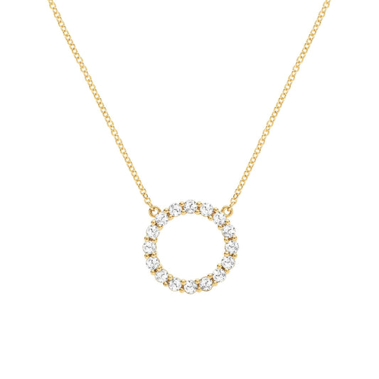 Rosecliff Circle White Topaz Necklace in 14k Gold (April)