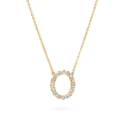 Rosecliff Circle Opal Necklace in 14k Gold (October)